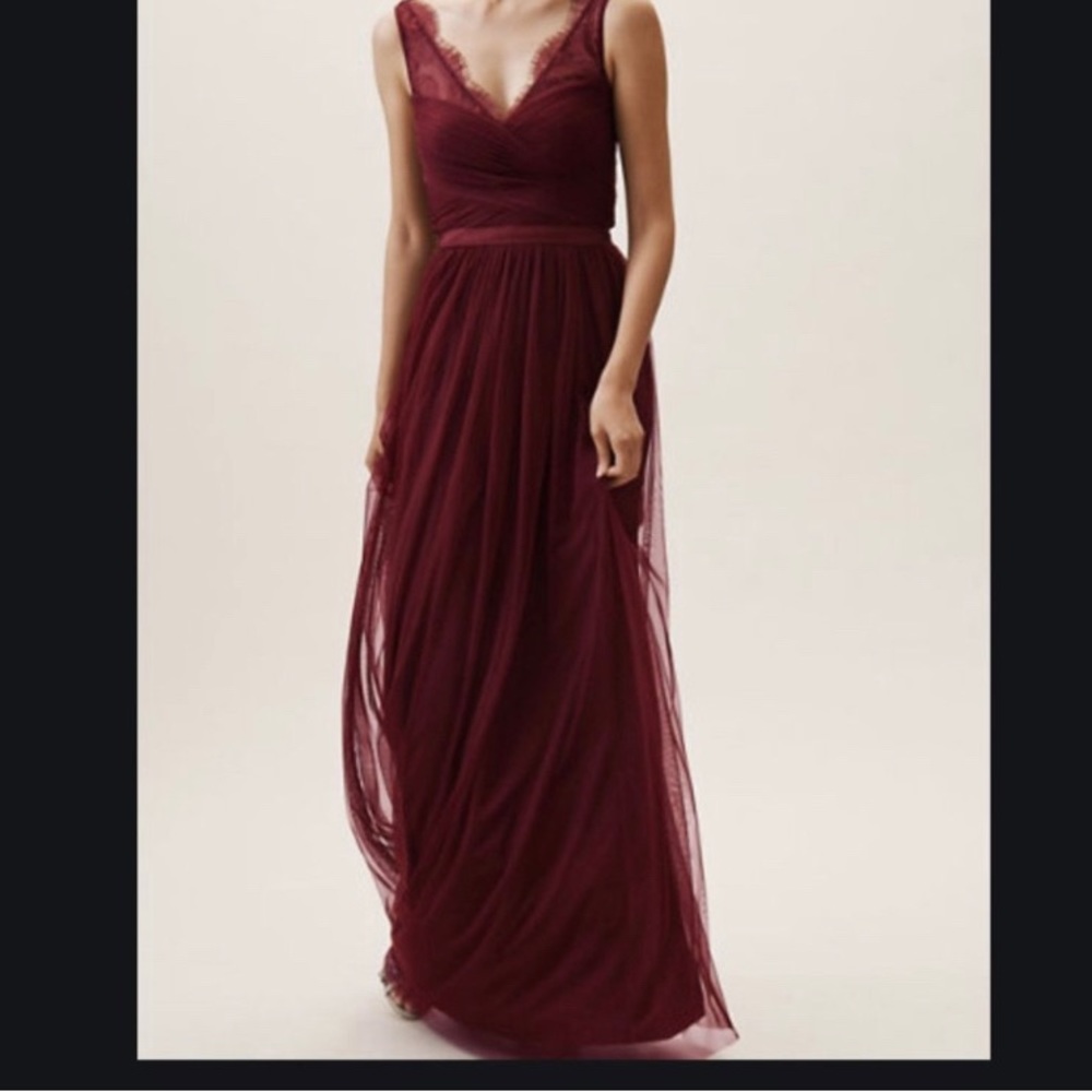 Hitherto Anthropologie Tulle maroon dress, Size 0